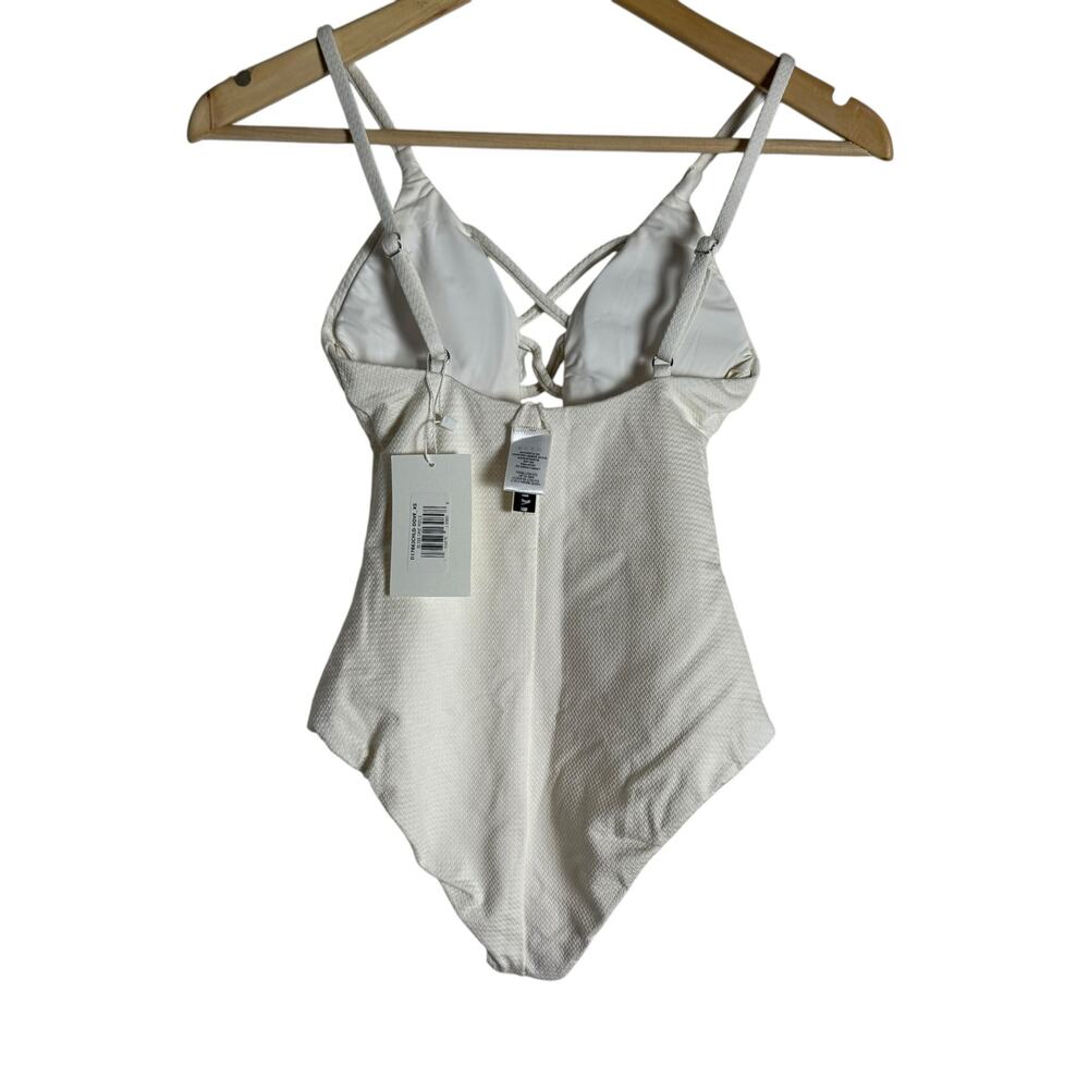 Dippin’ Daisy’s Bliss White Lattice Plunge One Piece Swimsuit Size XS - Picture 9 of 12